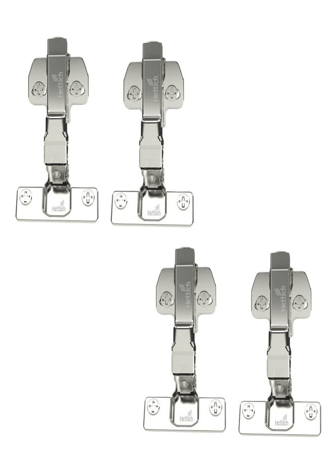 Hettich Onsys 4447i, Door Hinge with Mounting Plates & Cover Caps | Quality Certified to European Standard |105° Door Opening Angle | (Door Thickness 14-25 mm : 0 Crank) | Pack of 2 (4 Hinges) - Image 1